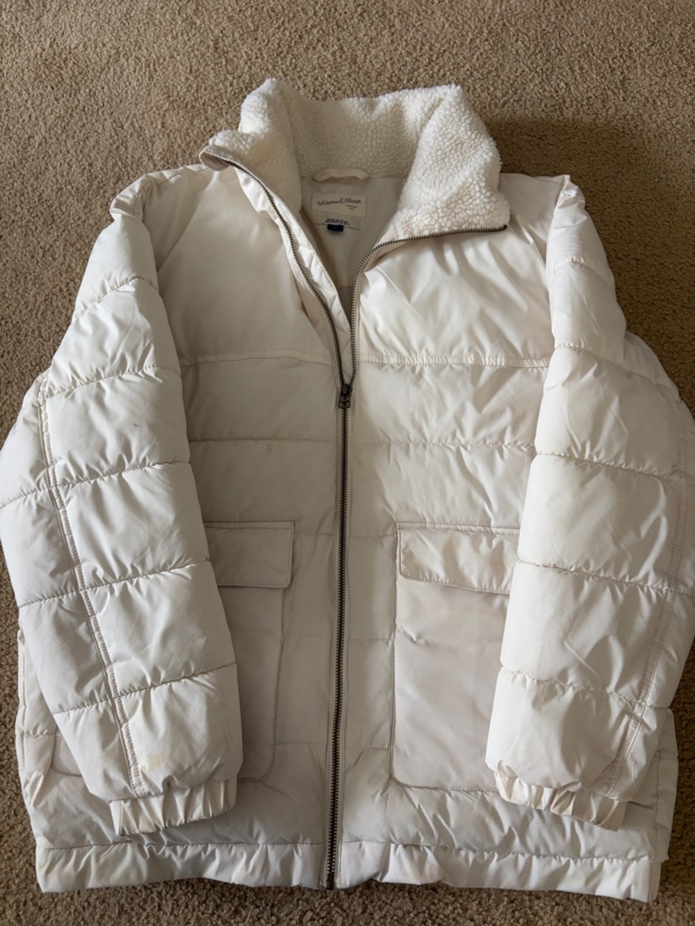 Quilted Puffer Jacket with Sherpa Collar